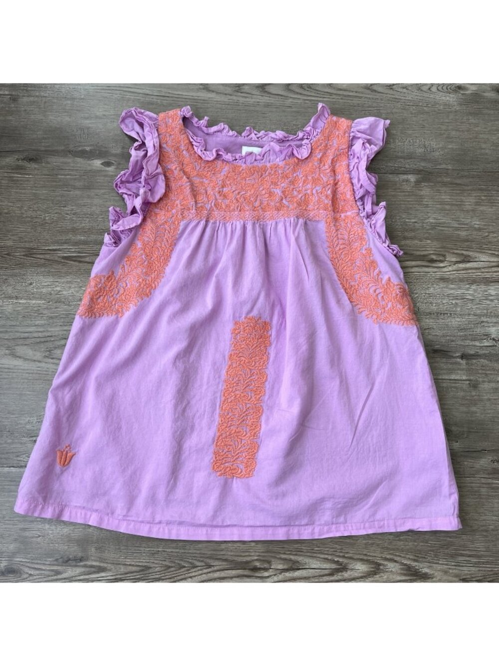 J Marie Rae Sleeveless Top Womens M Purple Embroidered Ruffle Trim